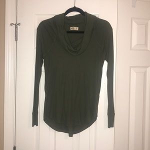 army green cowl neck hollister sweater